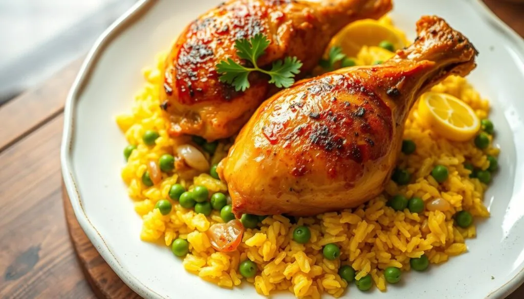 chicken and yellow rice dish chicken and yellow rice dish